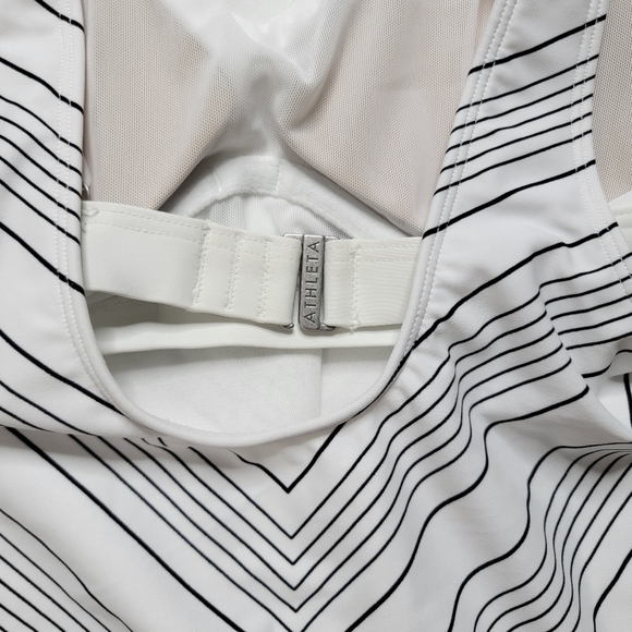 Athleta Chevron High Leg White One Piece Swimsuit NWT Size 34B/C - Picture 11 of 14